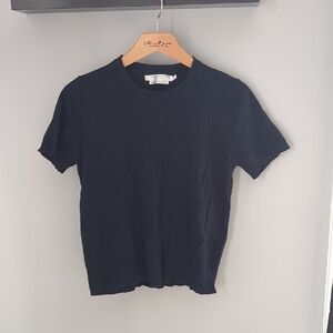 Simons Women's Navy Short-Sleeve Knit Shirt